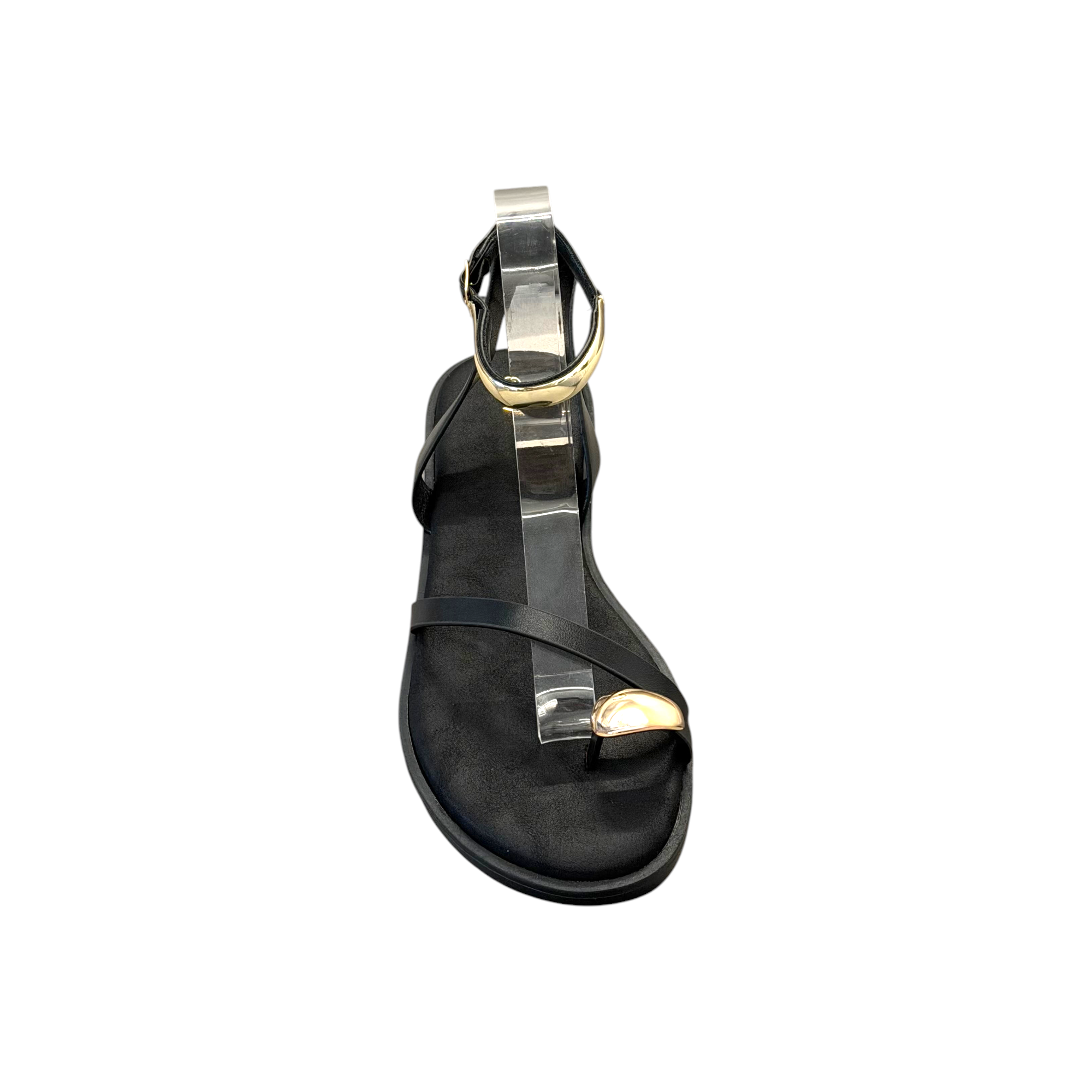 Sandalias con anillo dorado