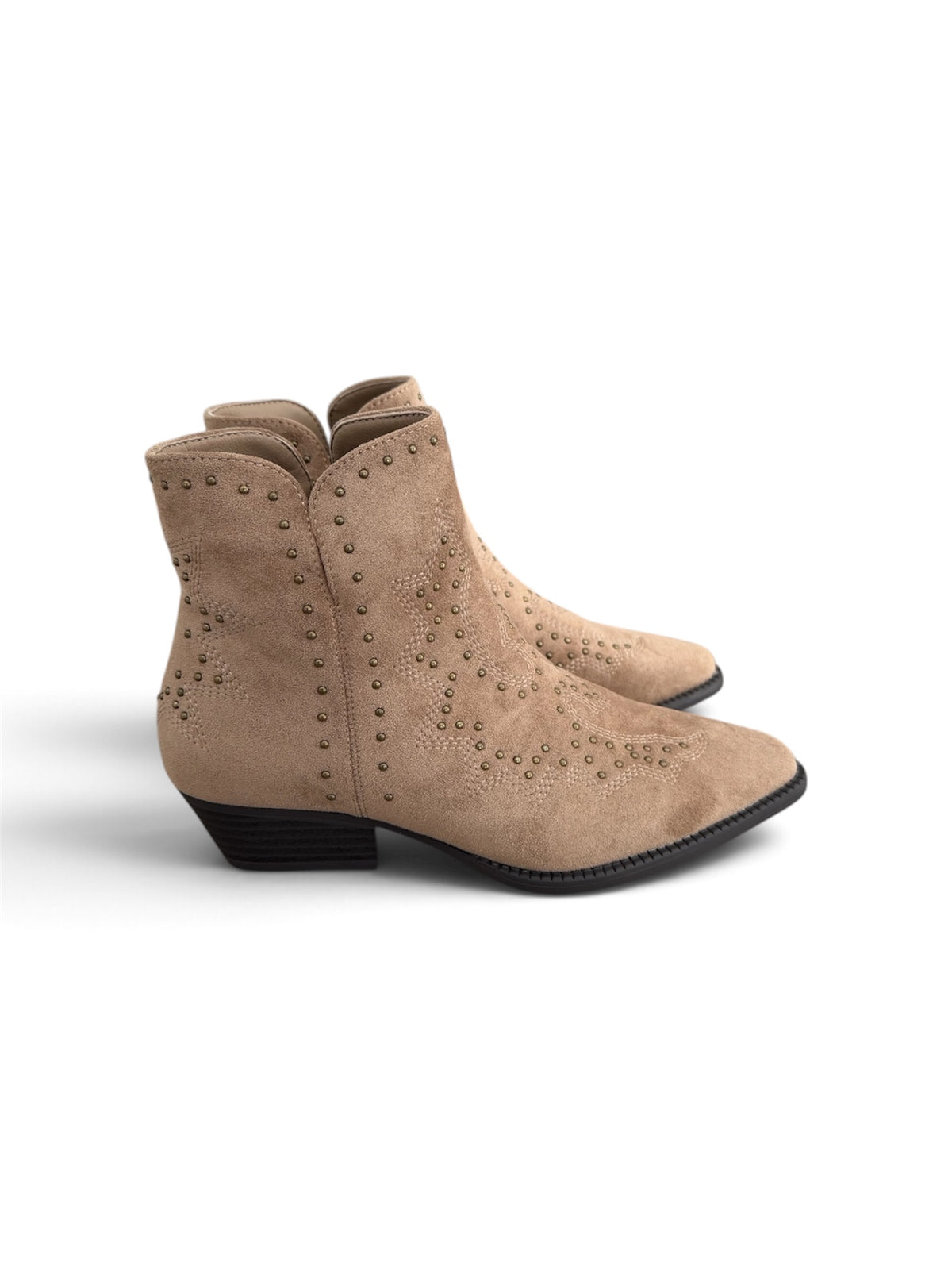 Botines Cowboy con Tachuelas y Bordados | Botas Western Mujer Tacón Bajo