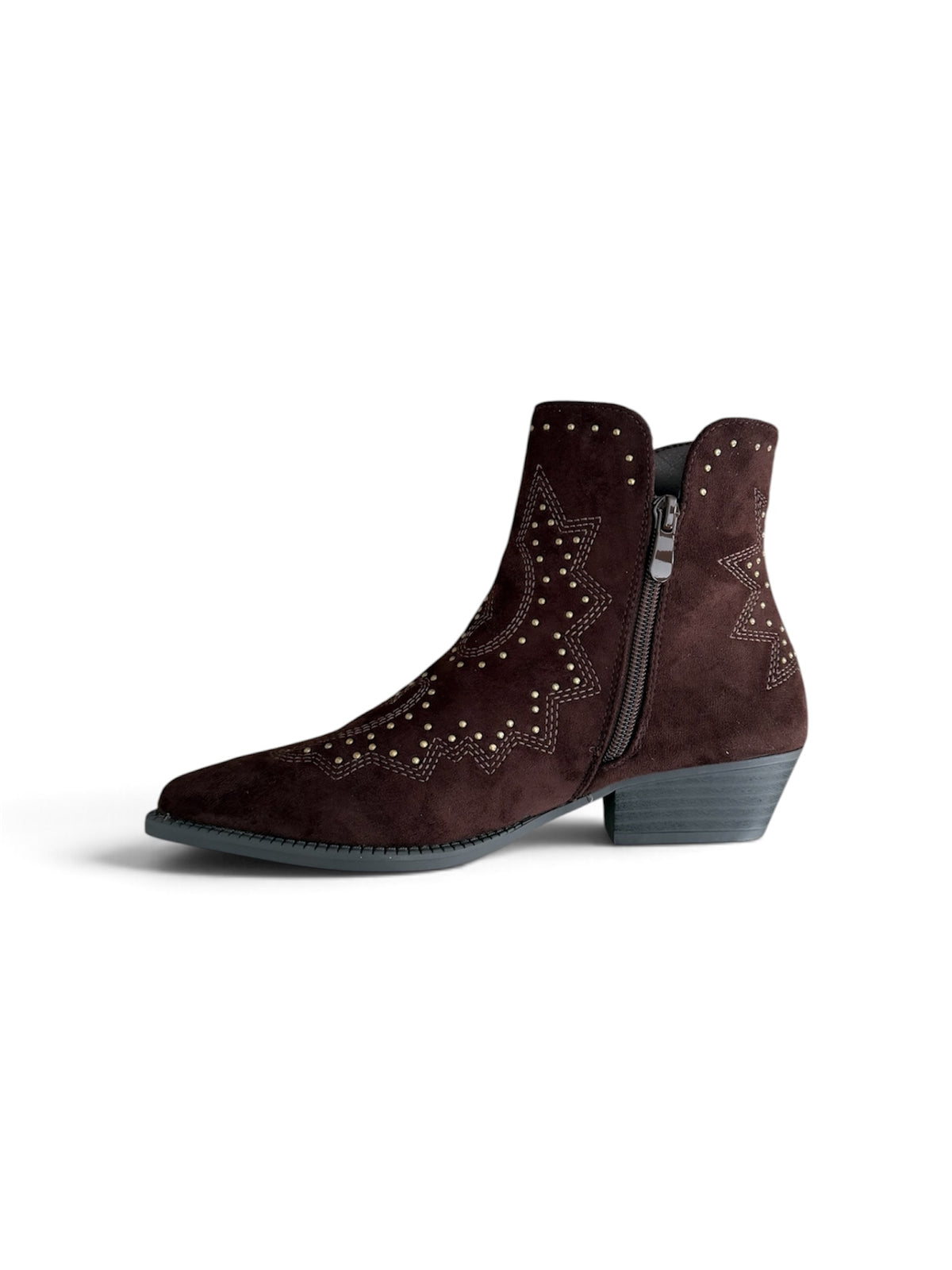 Botines Cowboy con Tachuelas y Bordados | Botas Western Mujer Tacón Bajo