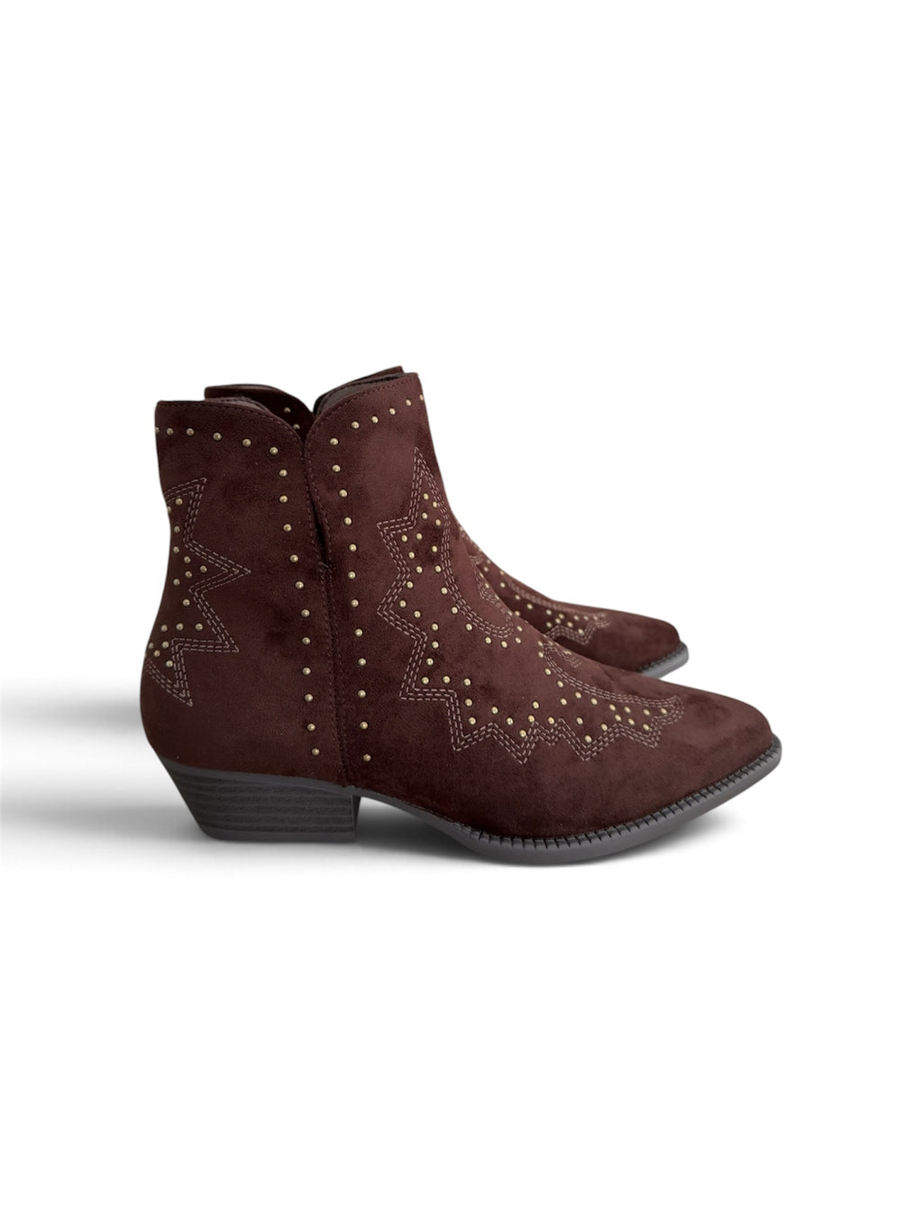 Botines Cowboy con Tachuelas y Bordados | Botas Western Mujer Tacón Bajo
