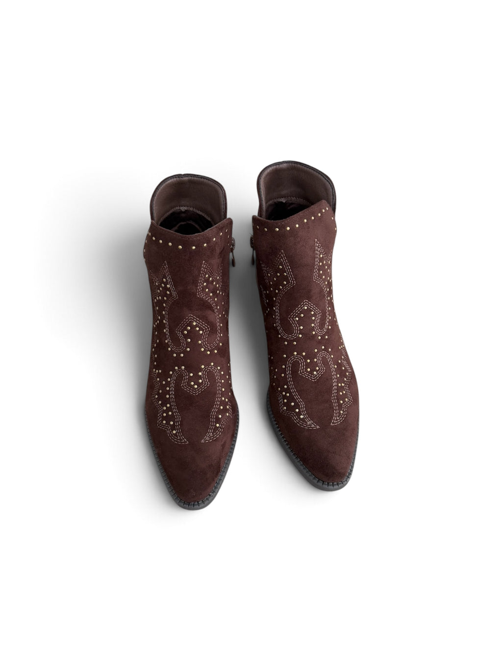 Botines Cowboy con Tachuelas y Bordados | Botas Western Mujer Tacón Bajo