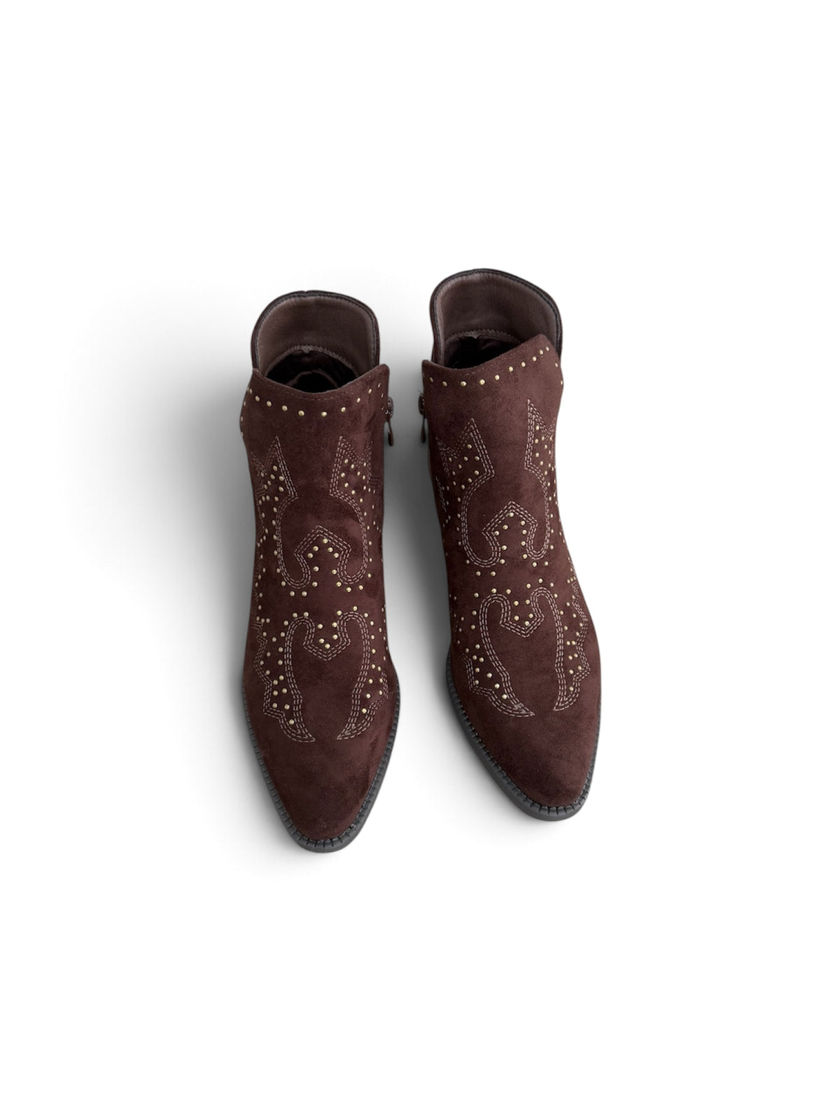 Botines Cowboy con Tachuelas y Bordados | Botas Western Mujer Tacón Bajo