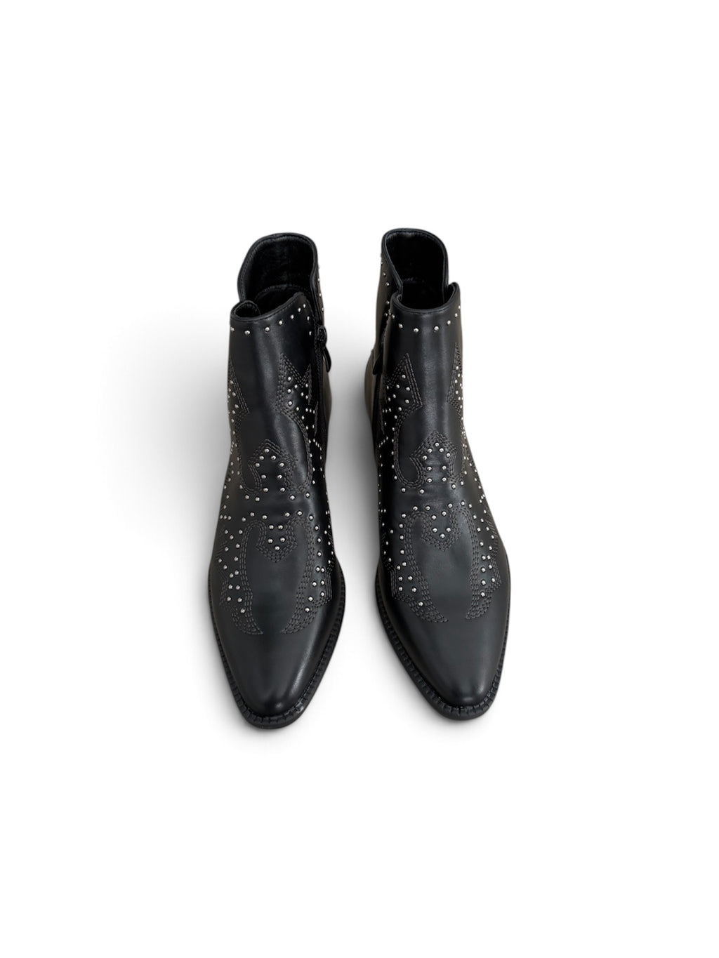 Botines Cowboy con Tachuelas y Bordados | Botas Western Mujer Tacón Bajo