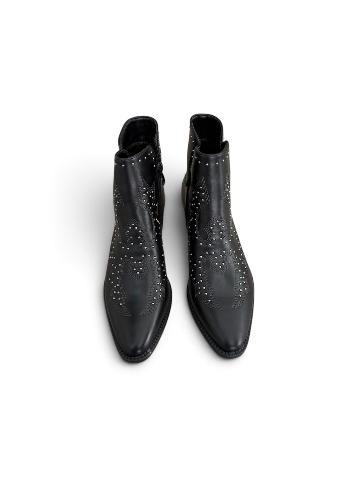 Botines Cowboy con Tachuelas y Bordados | Botas Western Mujer Tacón Bajo