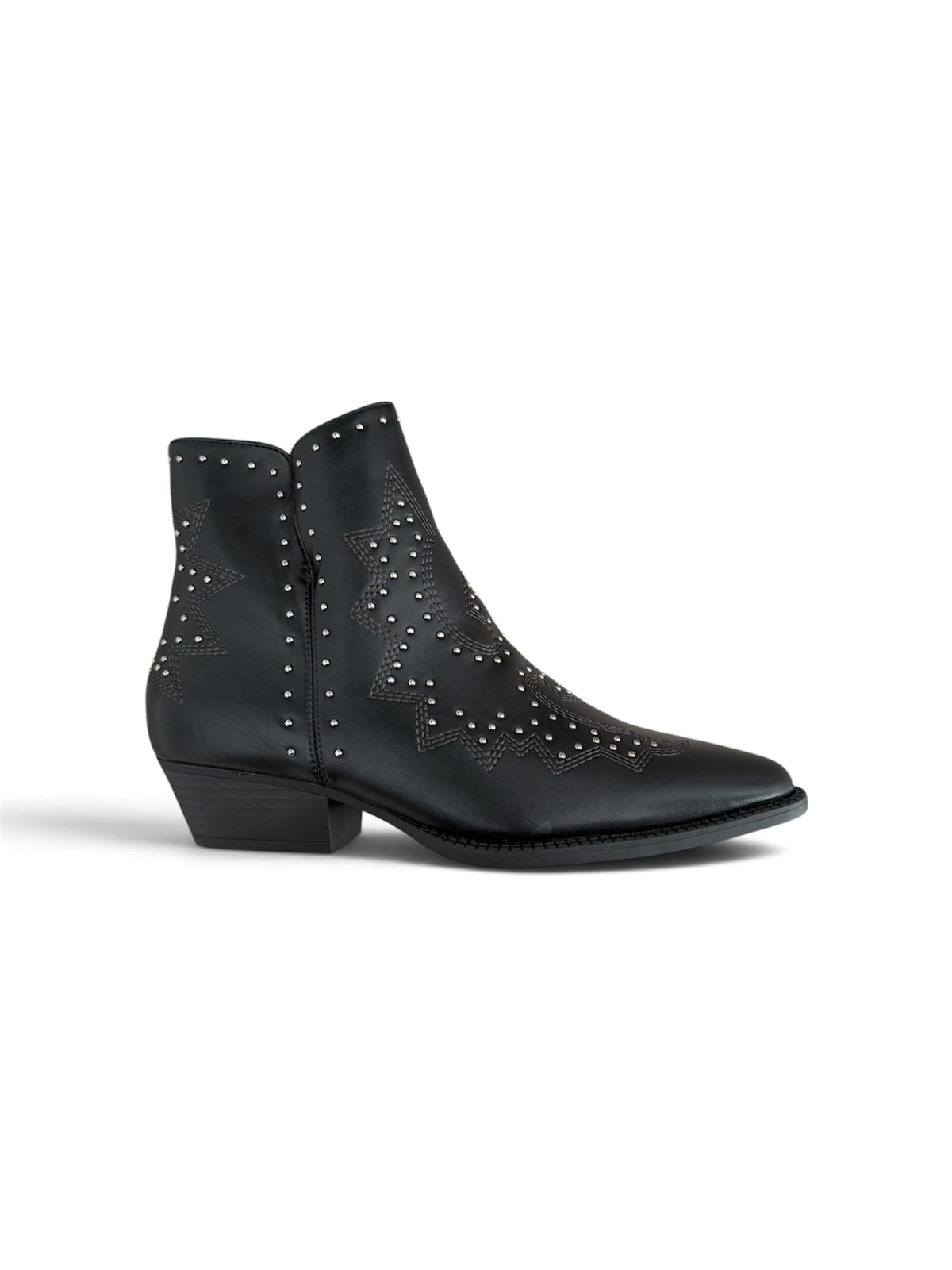 Botines Cowboy con Tachuelas y Bordados | Botas Western Mujer Tacón Bajo