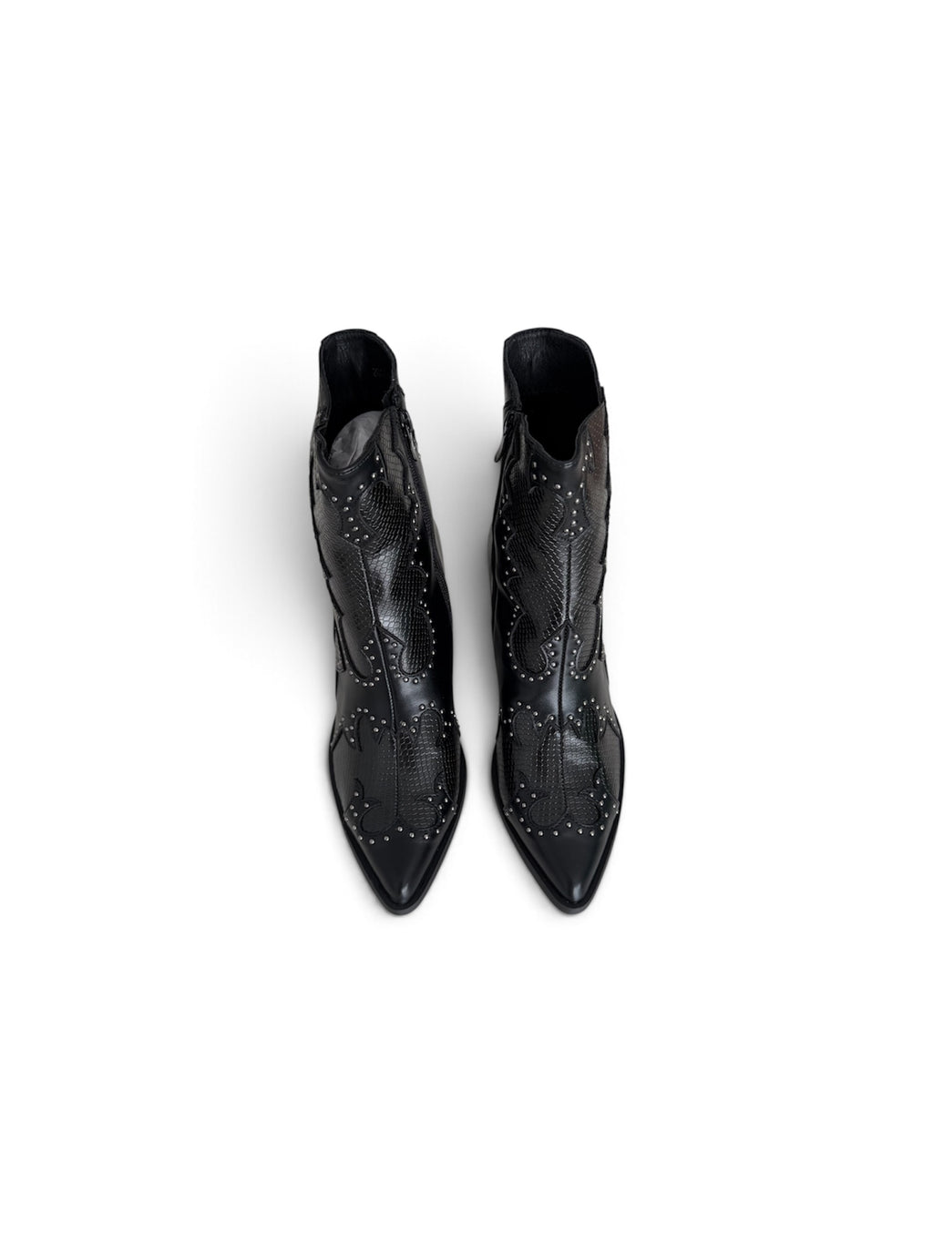 Botines Western Mujer Piel Sintética Serpiente con Tachuelas