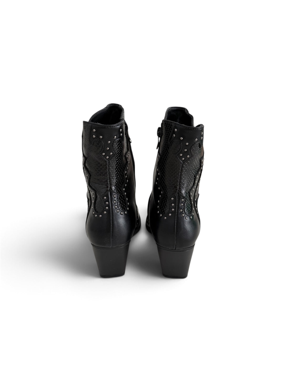 Botines Western Mujer Piel Sintética Serpiente con Tachuelas